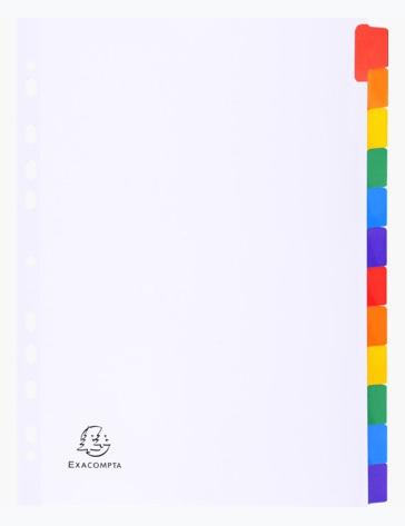 Exacompta Juego de 12 Separadores de Cartulina Blanca DIN A4 con Pestañas de Colores Exacompta Juego de 12 Separadores de Cartulina Blanca DIN A4 con Pestañas de Colores