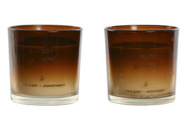 DKD Home Decor Vela de Cristal Ámbar, Pack de 2 unidades de 350 g