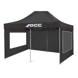 Occ Motorsport Pared Lateral para Carpa Negra OCCCARP33 con Ventana 6 x 2 m, Tejido Oxford 420, Protección Contra Viento y Sol