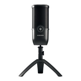 Cherry UM 3.0 ZUB Micrófono USB de Mesa Negro, Cardioide, 24 bits/96 kHz, 120 dB, Conector USB, 2.5 m de Cable