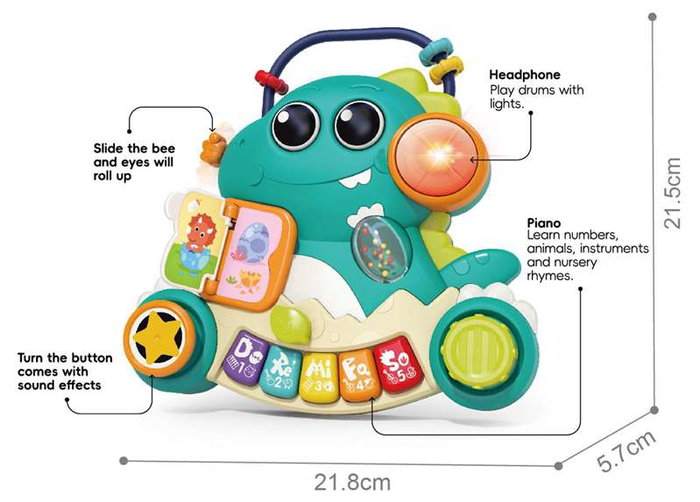 Hola Órgano musical Dinosaurio con actividades 2 en 1 con luces y sonidos Hola Órgano musical Dinosaurio con actividades 2 en 1 con luces y sonidos