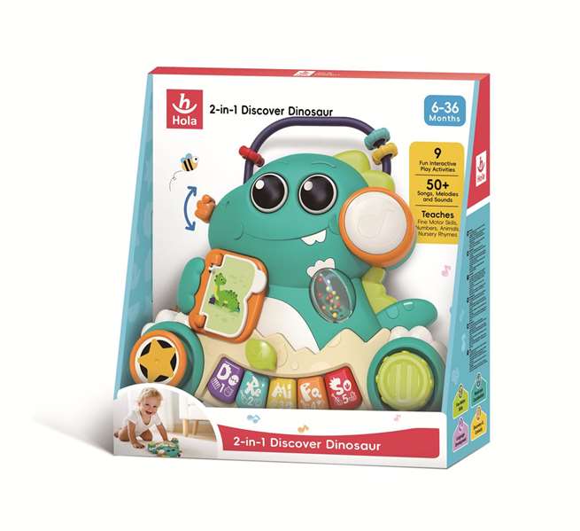 Hola Órgano musical Dinosaurio con actividades 2 en 1 con luces y sonidos Hola Órgano musical Dinosaurio con actividades 2 en 1 con luces y sonidos