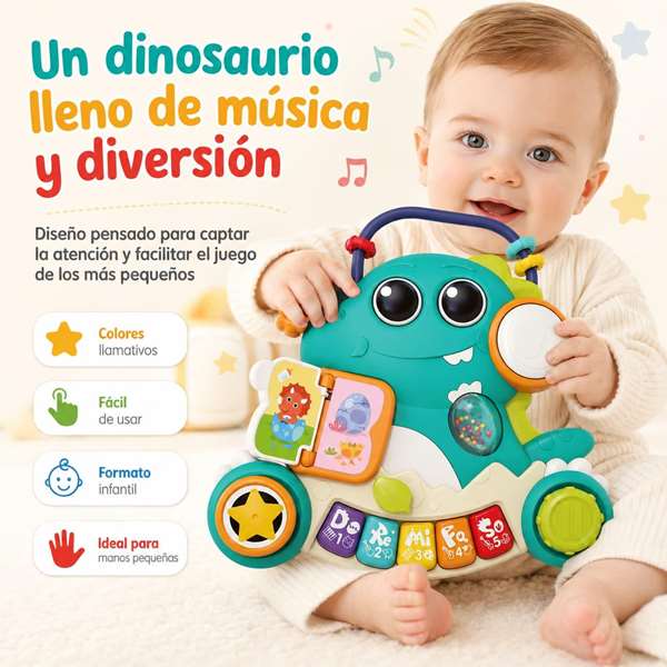 Hola Órgano musical Dinosaurio con actividades 2 en 1 con luces y sonidos Hola Órgano musical Dinosaurio con actividades 2 en 1 con luces y sonidos