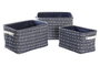 DKD Home Decor Cesta Azul Marino Blanco Poliester Set de 3 Piezas 28 x 25 x 38 cm