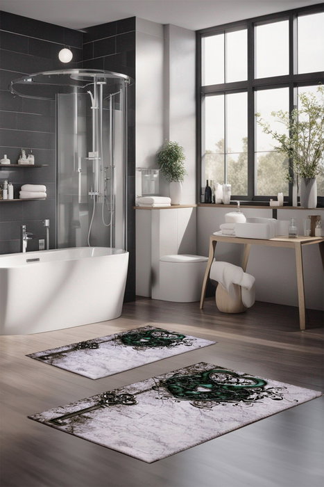 Mijölnir CT-5376 Juego de Alfombrillas de Baño de 2 Piezas, 100% Poliéster, Suaves, Antideslizantes, Antibacterianas, 40 x 60 cm y 60 x 100 cm