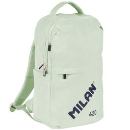 Milan Mochila Urbana Compacta 430 Since 1918 Verde | Compartimento Portátil 14", 3 Cremalleras, Bolsillos Laterales y Frontal con Organizador