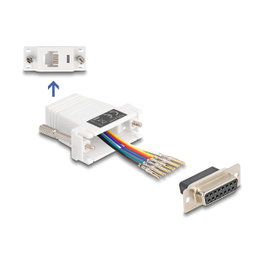 DeLOCK 67088 Kit de montaje D-Sub 15 Hembra a RJ12 Hembra Blanco