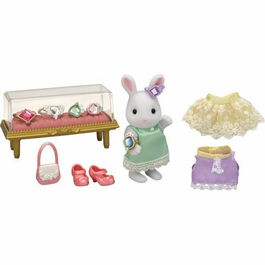 Sylvanian Families La maleta de moda Snow Bunny y Big Sister con accesorios de joyería