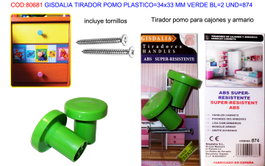 GISDALIA Tirador pomo Finstock Verde 34x33 mm