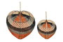 DKD Home Decor Set de 4 Decoraciones de Pared de Bambú Abanico 66x72 cm