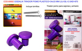 Gisdalia Finstock Tirador Pomo de Plástico Lila 34x33 mm
