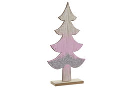 DKD Home Decor Decoración Navidad Fantasía Rosa Madera Árbol Degradado 6 x 39.5 x 20 cm (4 Unidades)