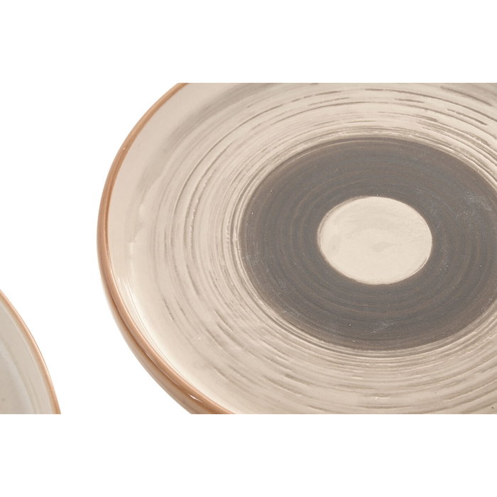 DKD Home Decor Set de Vajilla de Gres Beige con Relieve de 18 Piezas DKD Home Decor Set de Vajilla de Gres Beige con Relieve de 18 Piezas