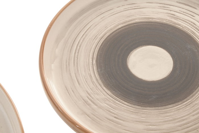 DKD Home Decor Set de Vajilla de Gres Beige con Relieve de 18 Piezas DKD Home Decor Set de Vajilla de Gres Beige con Relieve de 18 Piezas