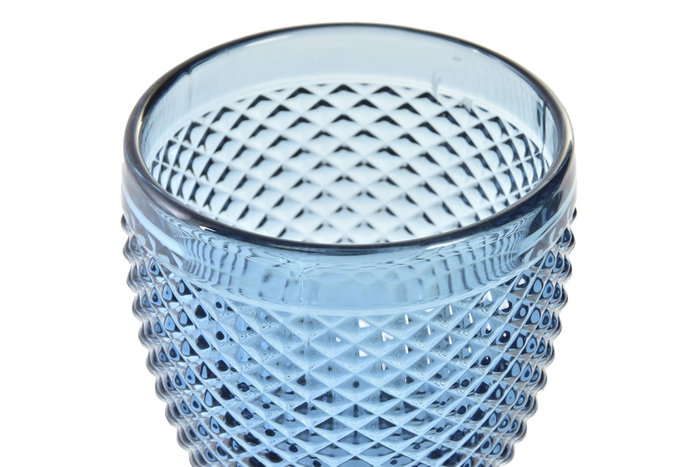 DKD Home Decor Copa de Cristal Diamond Garbo Grabado Azul 325ml DKD Home Decor Copa de Cristal Diamond Garbo Grabado Azul 325ml