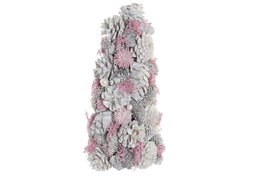 DKD Home Decor Árbol de Piña Nevado Marrón 17x17x30 cm