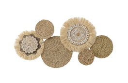 DKD Home Decor Decoración de Pared de Fibra y Metal Natural y Blanco