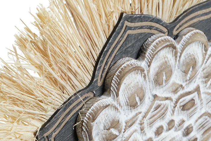 DKD Home Decor Decoración de Pared de Fibra y Metal Natural y Blanco