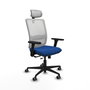PIQUERAS Y CRESPO Silla de oficina Haches con mecanismo Sincro/Traslack, Azul y Blanco
