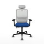 PIQUERAS Y CRESPO Silla de oficina Haches con mecanismo Sincro/Traslack, Azul y Blanco