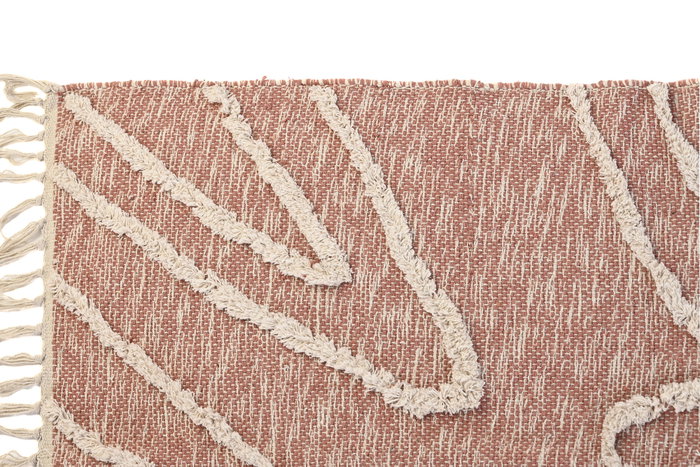 DKD Home Decor Alfombra de Algodón Bordada con Flecos Rosa y Blanco DKD Home Decor Alfombra de Algodón Bordada con Flecos Rosa y Blanco