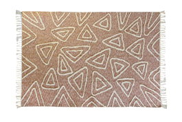DKD Home Decor Alfombra de Algodón Bordada con Flecos Rosa y Blanco