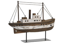 DKD Home Decor Decoración de Barco de Paulownia Desgastado Multicolor