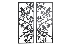 DKD Home Decor Set de 2 Piezas de Decoración de Pared de Metal con Diseño de Pájaros Negro