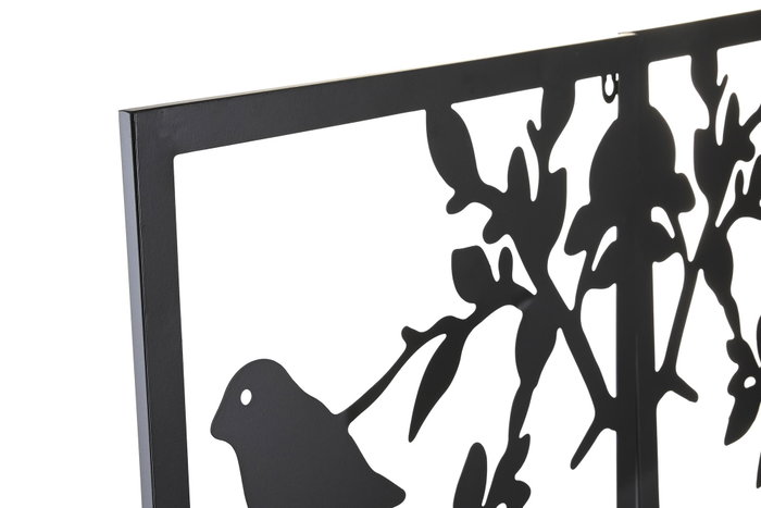 DKD Home Decor Set de 2 Piezas de Decoración de Pared de Metal con Diseño de Pájaros Negro