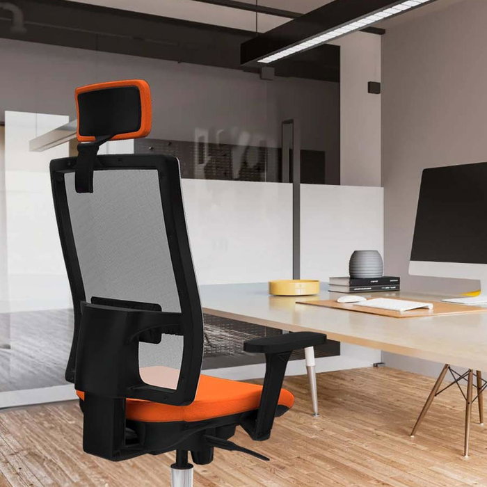 PIQUERAS Y CRESPO Silla de oficina Horna con mecanismo Sincro, Naranja oscuro y Gris