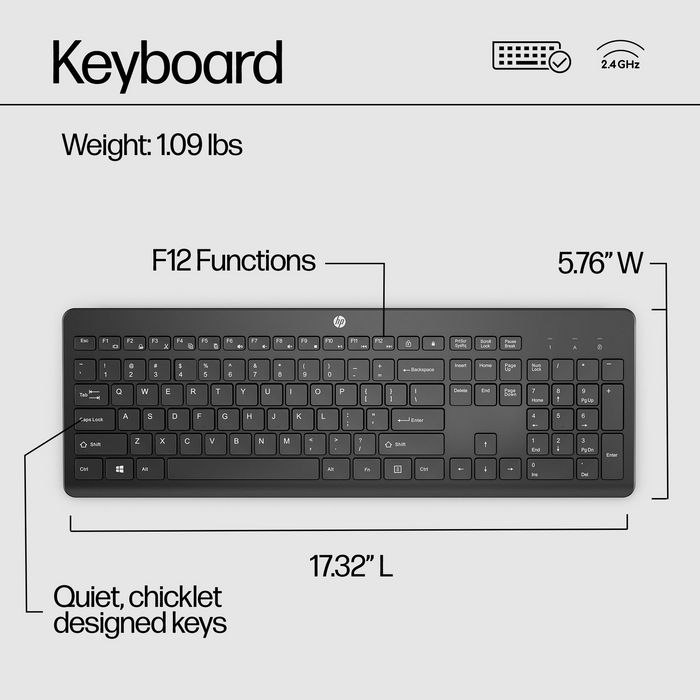HP Teclado Inalámbrico 230 Negro - Alemán HP Teclado Inalámbrico 230 Negro - Alemán