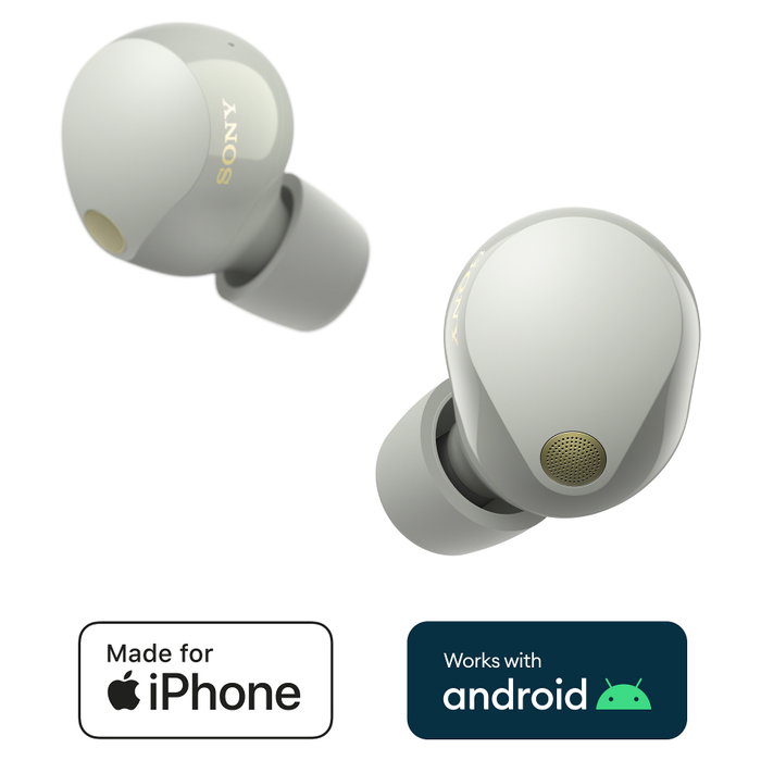 SONY Auriculares Inalámbricos WF-1000XM5 Intaraurales con Estuche de Carga y Cancelación Activa de Ruido (ANC) - Color Plata/Blanco