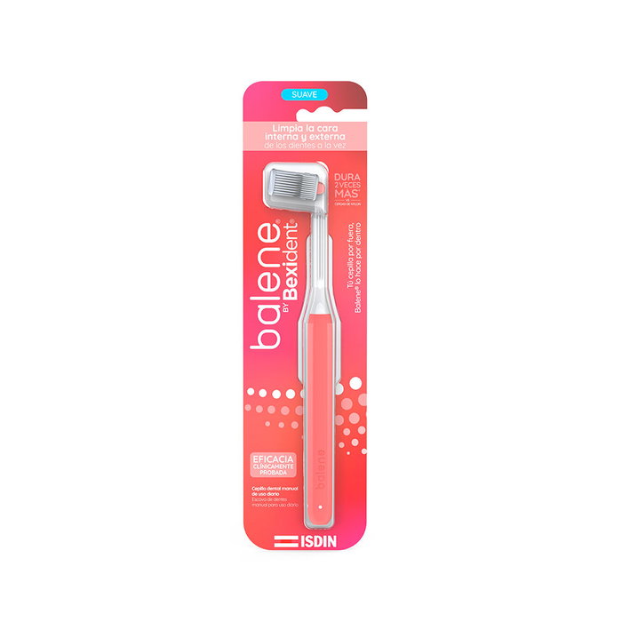 Balene Bexident Cepillo Dental Suave Color Coral Cabezal Rotatorio 180° para Limpieza Interna y Externa 1 Unidad