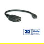 ROLINE Cable HDMI 11.04.5584 Alta Velocidad con Ethernet, 0.15m, HDMI A a Micro HDMI (HDMI D), 1080p Full HD, Negro