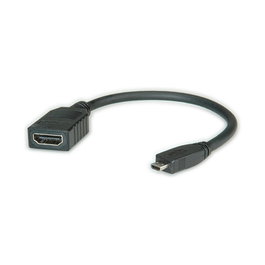 ROLINE Cable HDMI 11.04.5584 Alta Velocidad con Ethernet, 0.15m, HDMI A a Micro HDMI (HDMI D), 1080p Full HD, Negro