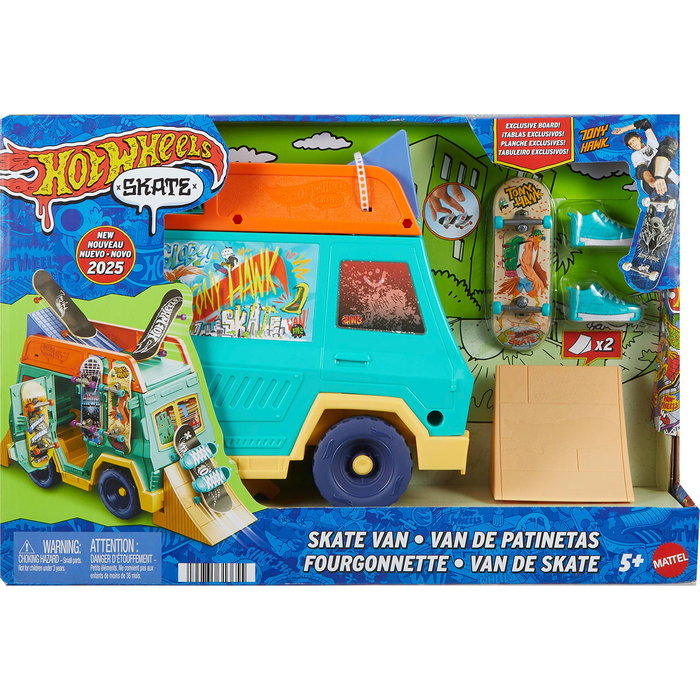 Hot Wheels Playset Furgoneta Skate JGG91 con Tabla "Fingerboard" Exclusiva y Accesorios