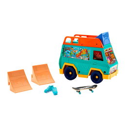Hot Wheels Playset Furgoneta Skate JGG91 con Tabla "Fingerboard" Exclusiva y Accesorios