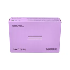HAWA PHARMA Hawa Aging 30Amp. - Complemento Alimenticio Antienvejecimiento en Ampollas de 10 ml, 30 Unidades, Con Ext. de Granada, Goji y Serenoa