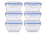Leknes Set 6 Fiambreras Plástico Cuadradas 900ml 14.5x8.5x14.5cm (Set de 8)