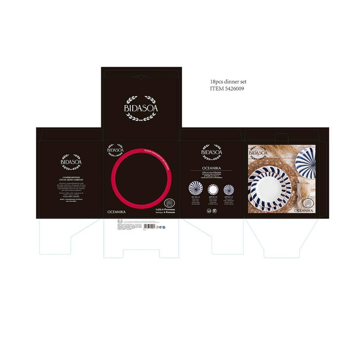 Vajilla Porcelana Oceanika Bidasoa 18 Piezas - 6 Personas