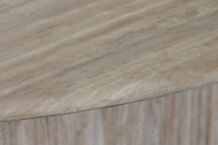 DKD Home Decor Mesa Ovalada Comedor Moderno Beige Blanco Granito MDF 100 x 75 x 220 cm