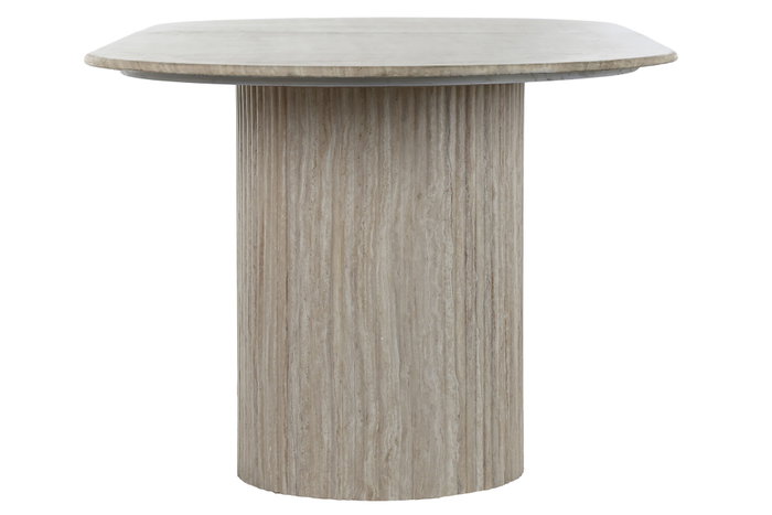 DKD Home Decor Mesa Ovalada Comedor Moderno Beige Blanco Granito MDF 100 x 75 x 220 cm