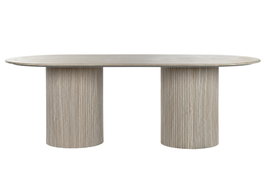 DKD Home Decor Mesa Ovalada Comedor Moderno Beige Blanco Granito MDF 100 x 75 x 220 cm