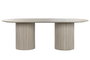 DKD Home Decor Mesa Ovalada Comedor Moderno Beige Blanco Granito MDF 100 x 75 x 220 cm