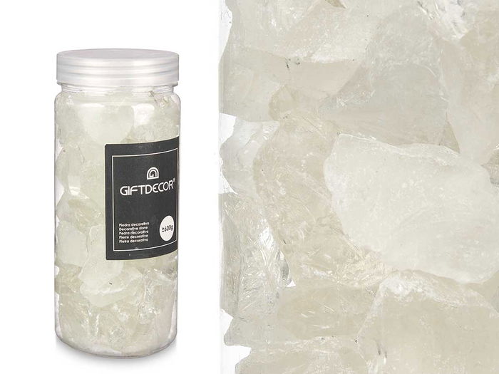 Giftdecor Bote Cuarzo Blanco 600gr, Piedra, Color Blanco, Dimensiones 6.5x15.5x6.5 cm (Set de 12)