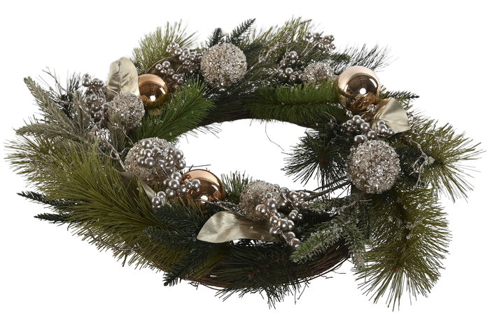 DKD Home Decor Corona Navidad Moderna Verde Dorado 12 x 60 x 60 cm (2 Unidades)