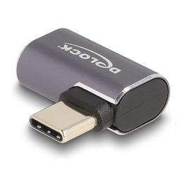 Delock Adaptador USB-C 40 Gbps PD 3.0 100W, Macho a Hembra Angulado Izquierda/Derecha, Metal, 8K 60 Hz, USB4