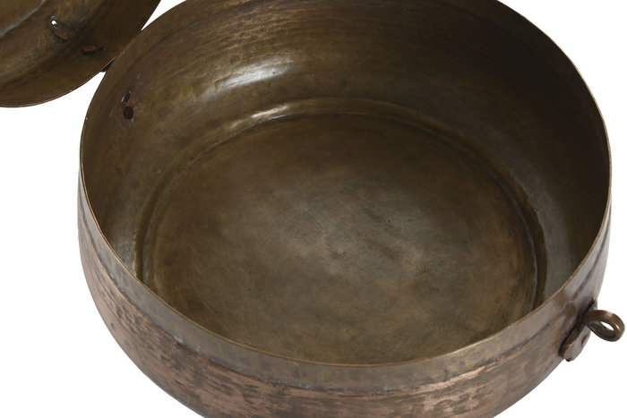 DKD Home Decor Caja Item Home, Laton Cobre, Labrada a Mano, 25 x 25 x 10 cm