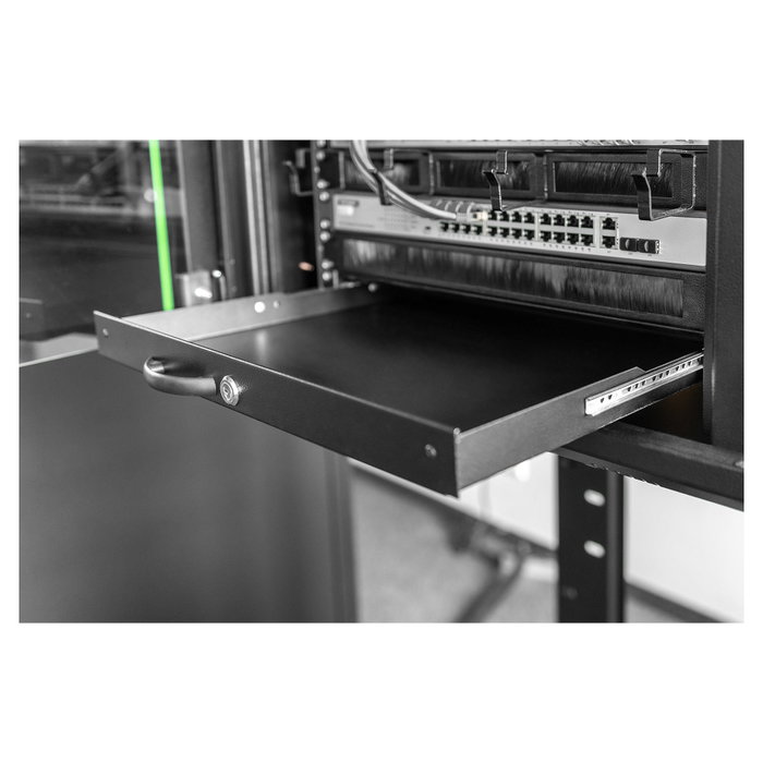 Digitus Cajón para Teclado 1HE 483mm Negro Cerradura para Armarios de Red y Servidor
