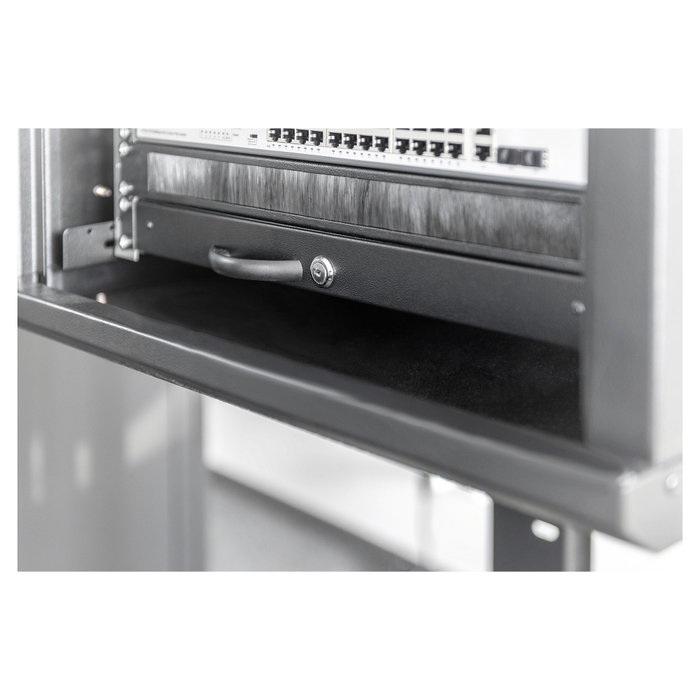 Digitus Cajón para Teclado 1HE 483mm Negro Cerradura para Armarios de Red y Servidor